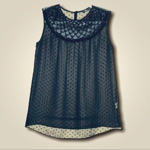 MILLOU Black sheer sleeveless textured dot blouse
